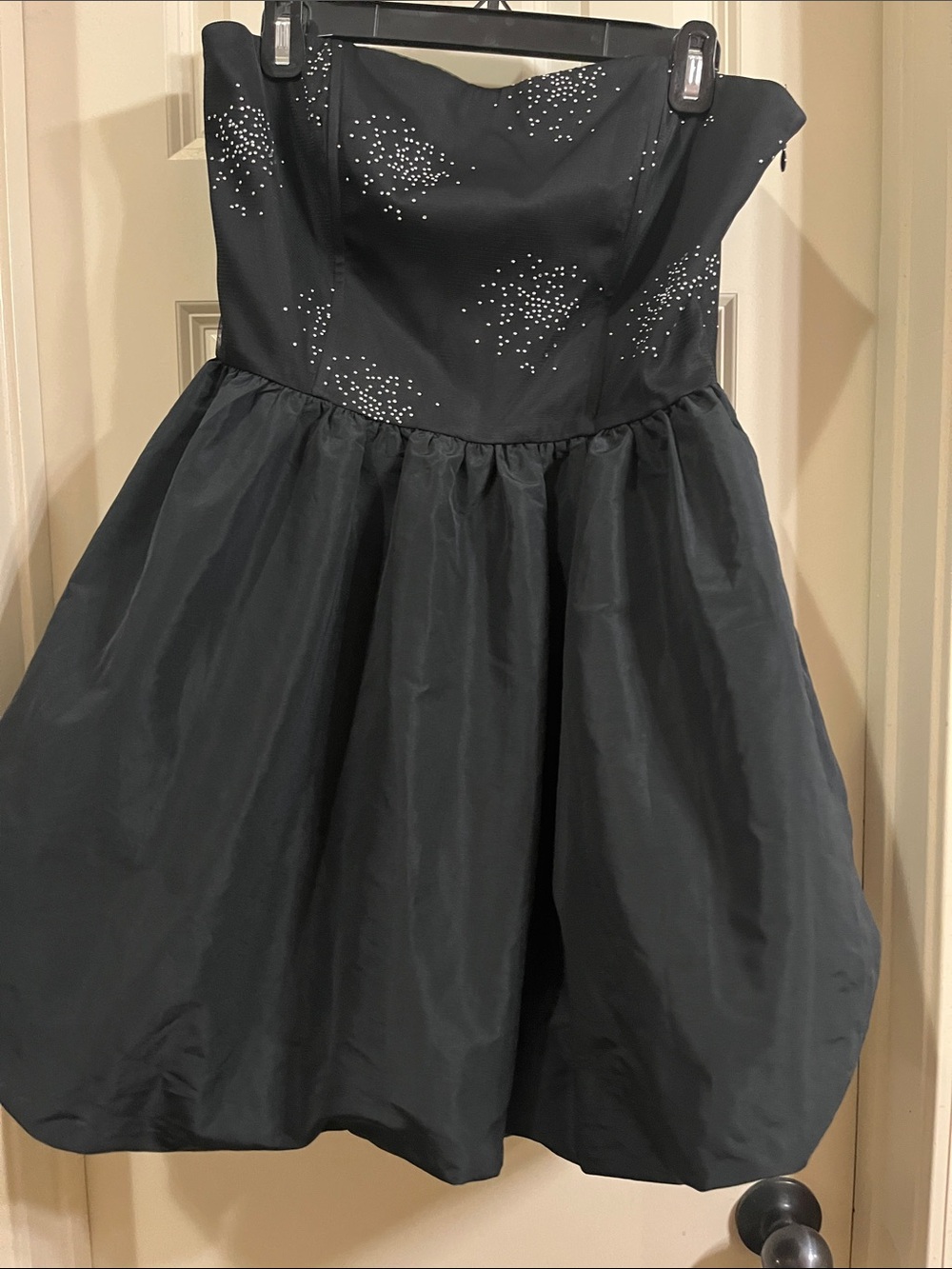 Ramy Brook Black Strapless Girls Party Dress with Sparkling Crystal Accents